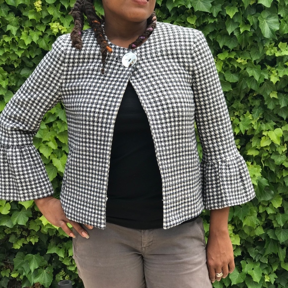 Zara Gingham Check Cardigan Jacket Fall 2017 - Picture 6 of 8